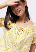 Square Neck Printed Short Sleeve Top