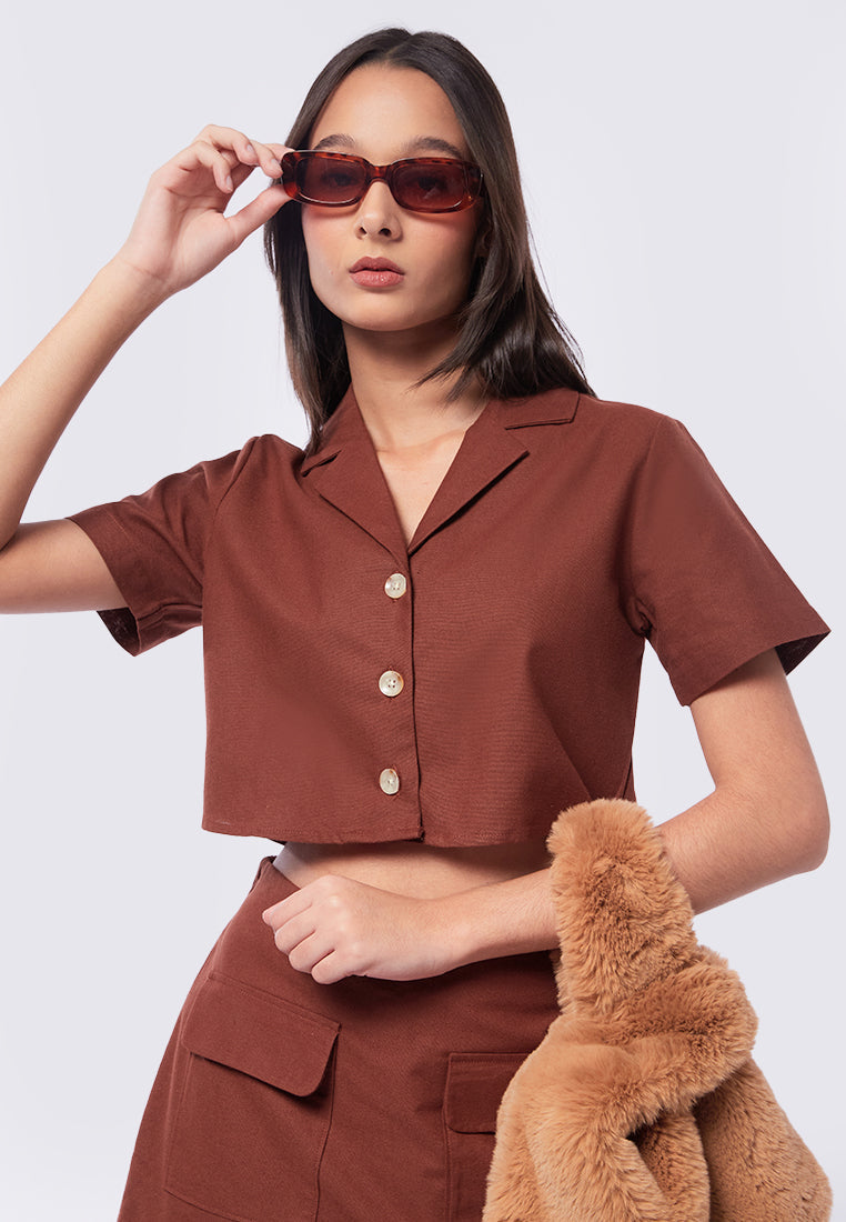 Short Sleeve Cropped Blouse