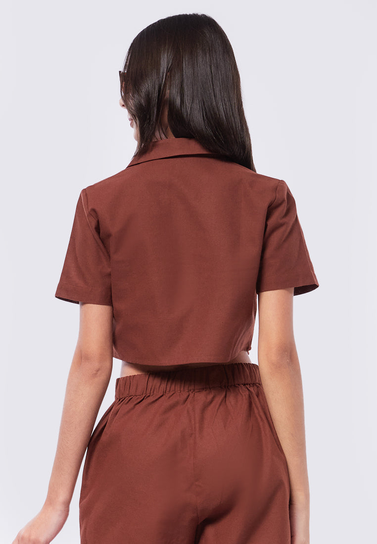 Short Sleeve Cropped Blouse