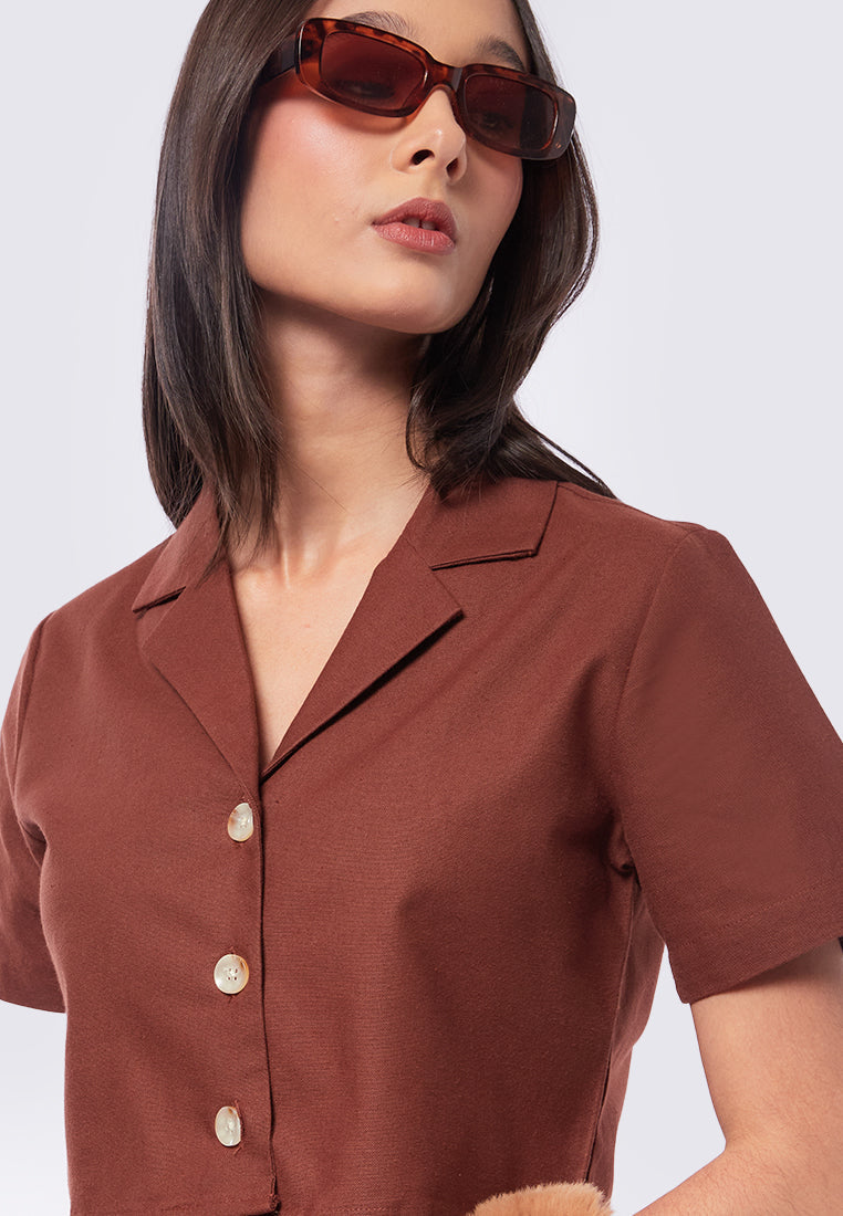 Short Sleeve Cropped Blouse