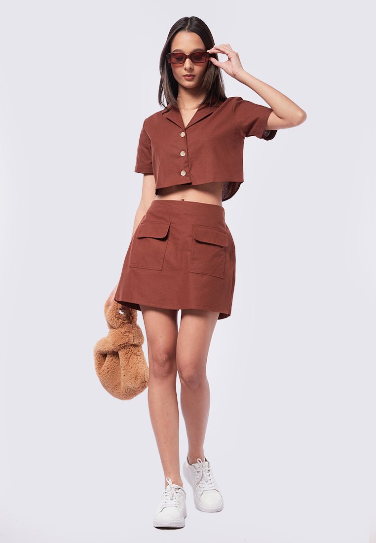 Short Sleeve Cropped Blouse