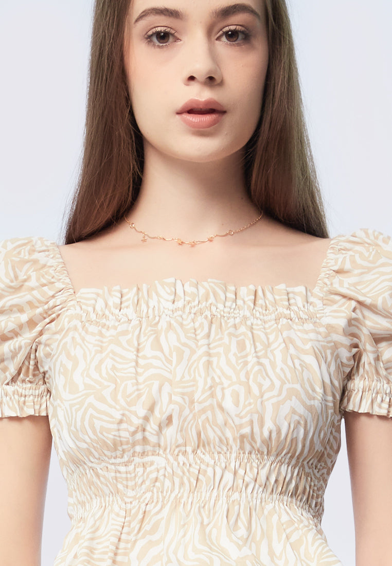 Square Neck Puff Sleeves Top