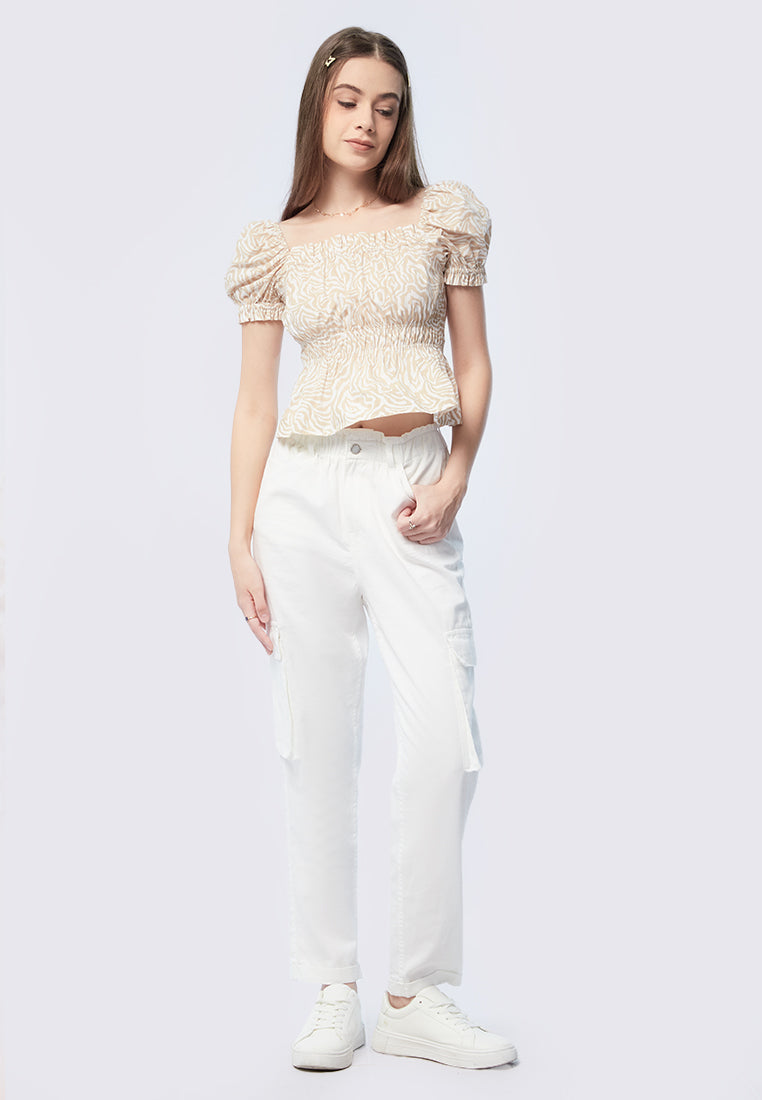 Square Neck Puff Sleeves Top