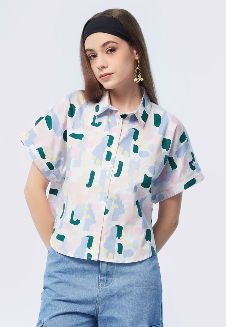 Short Sleeve Printed Boxy Shirt