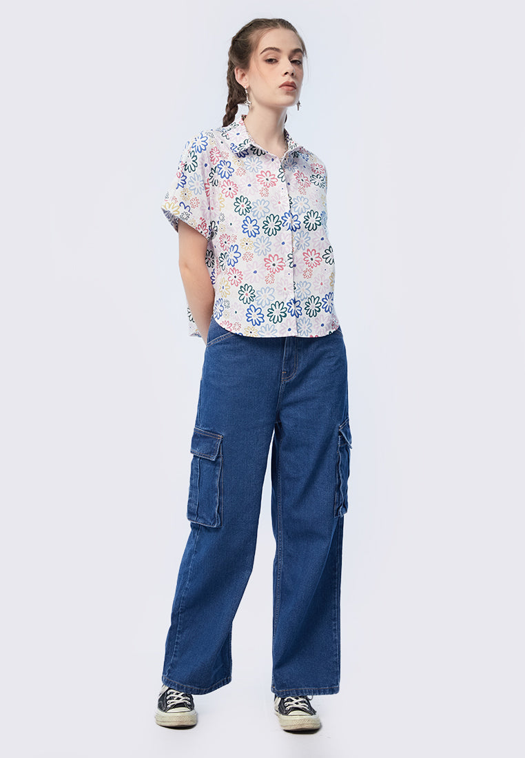 Short Sleeve Printed Boxy Shirt