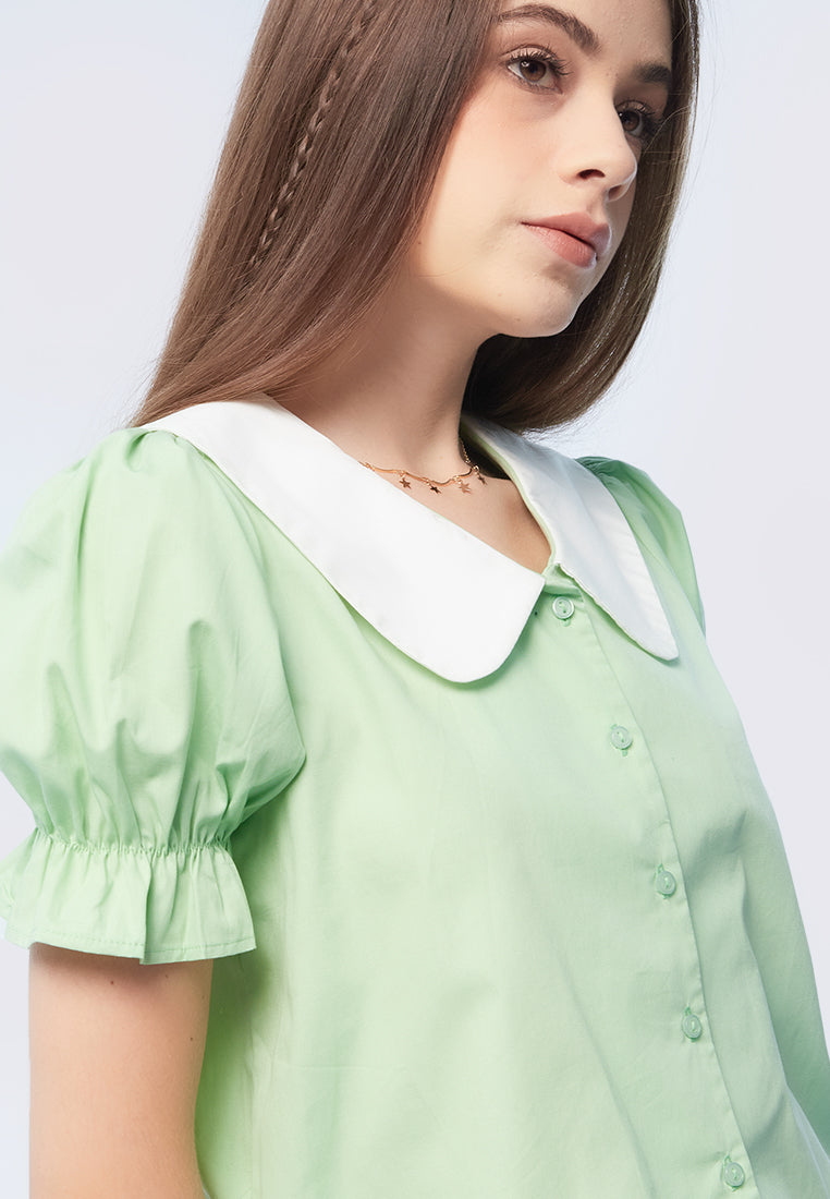 Puff Sleeve Polo Top