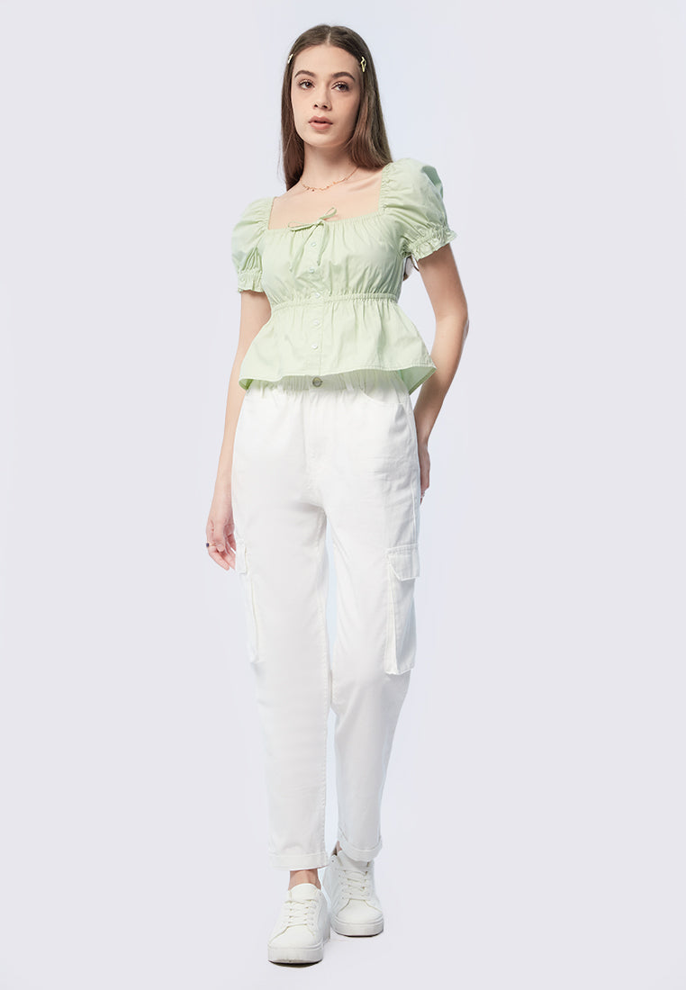 Square Neck Button Up Top