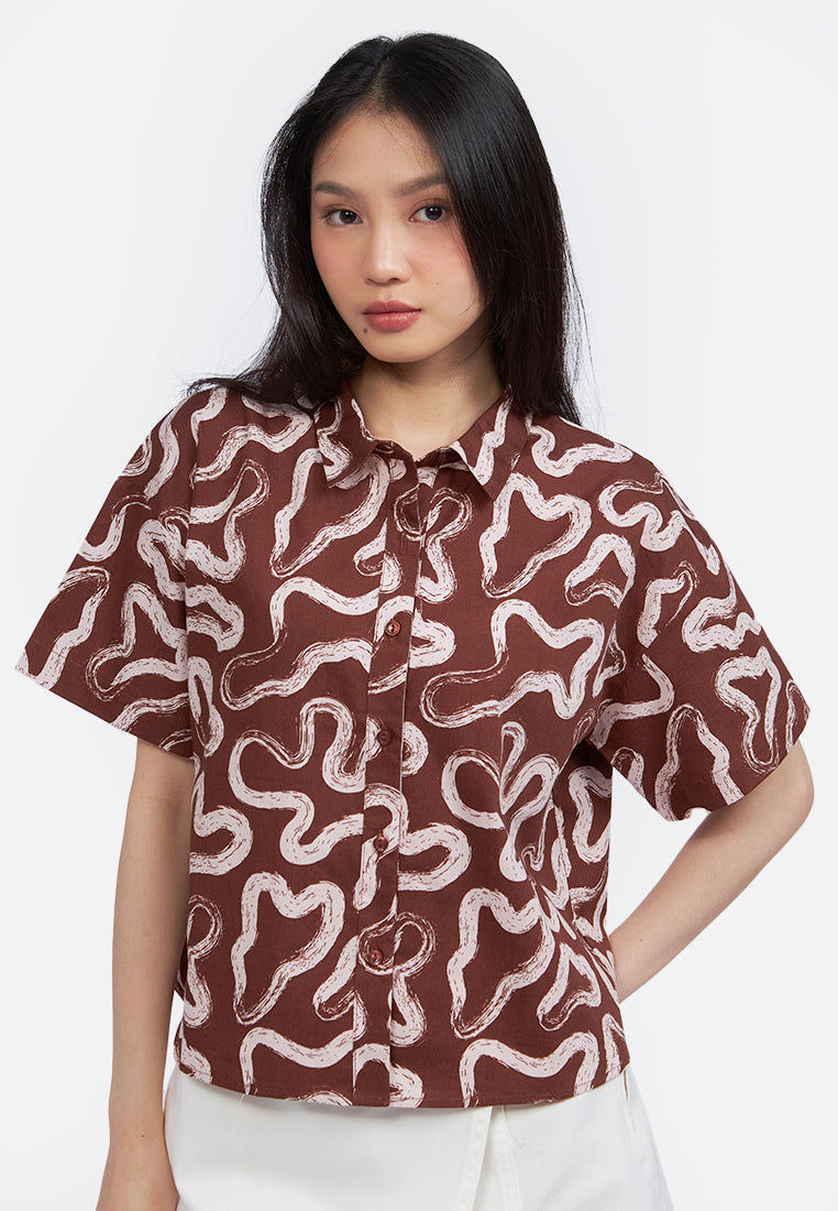 Drop Shoulder Printed Boxy Shirt