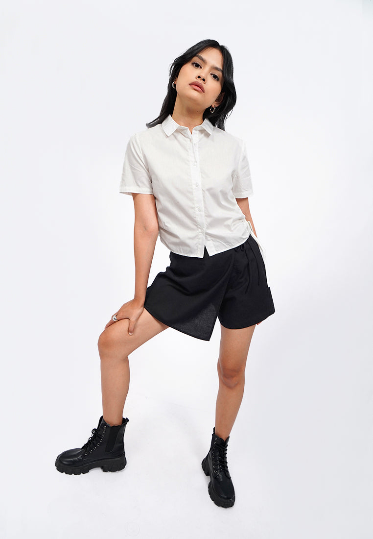 Side Drawstring Short Sleeve Shirt