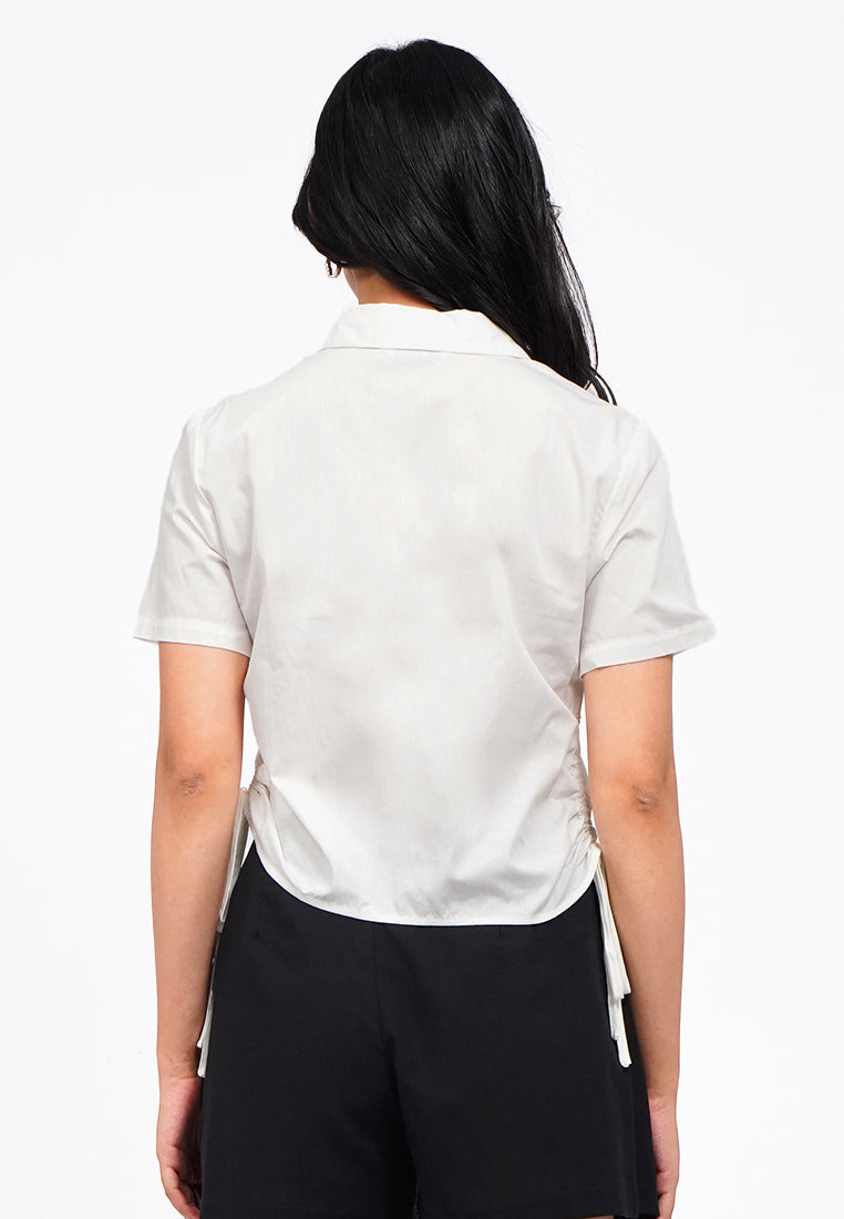 Side Drawstring Short Sleeve Shirt