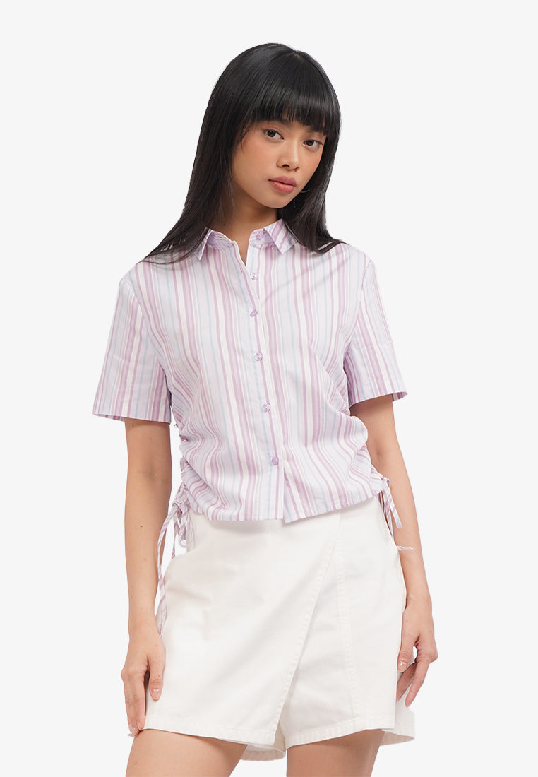 Blouse with Side Drawstring Details