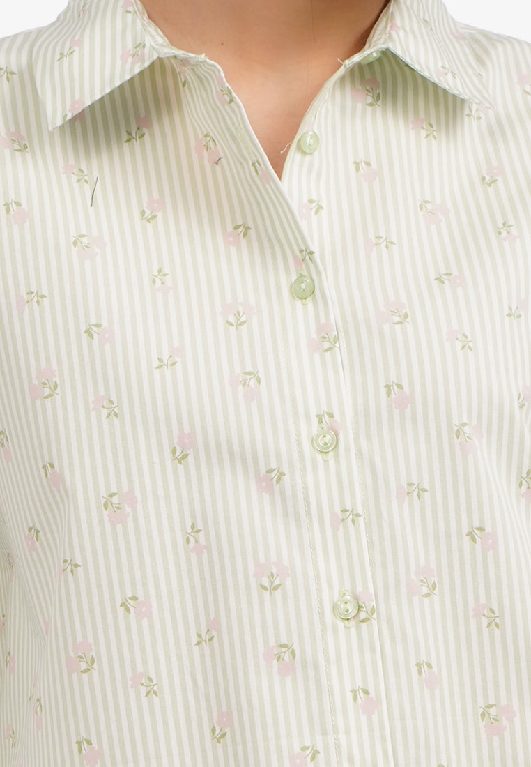 Voluminous Printed Blouse Sage