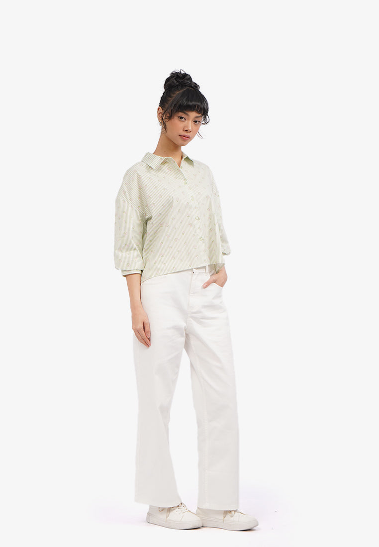 Voluminous Printed Blouse Sage