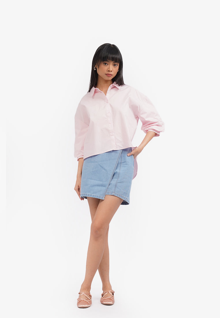 Voluminous Short Sleeve Blouse