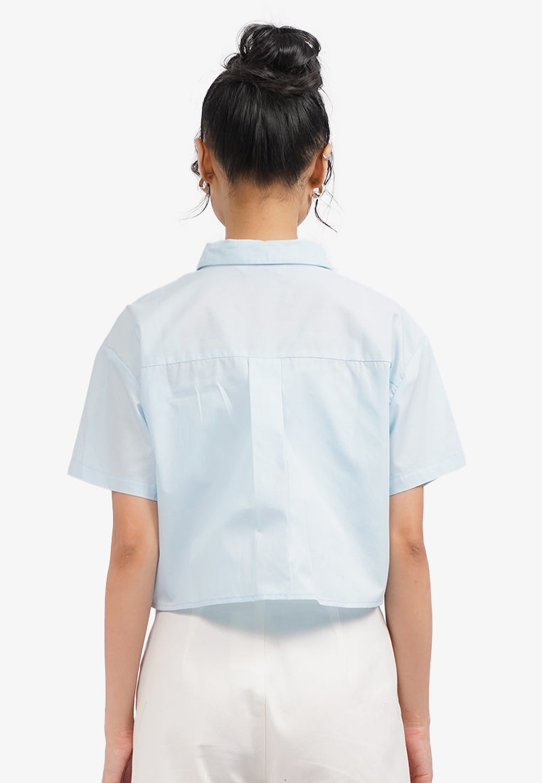 Embroidered Pocket Shirt L.Blue