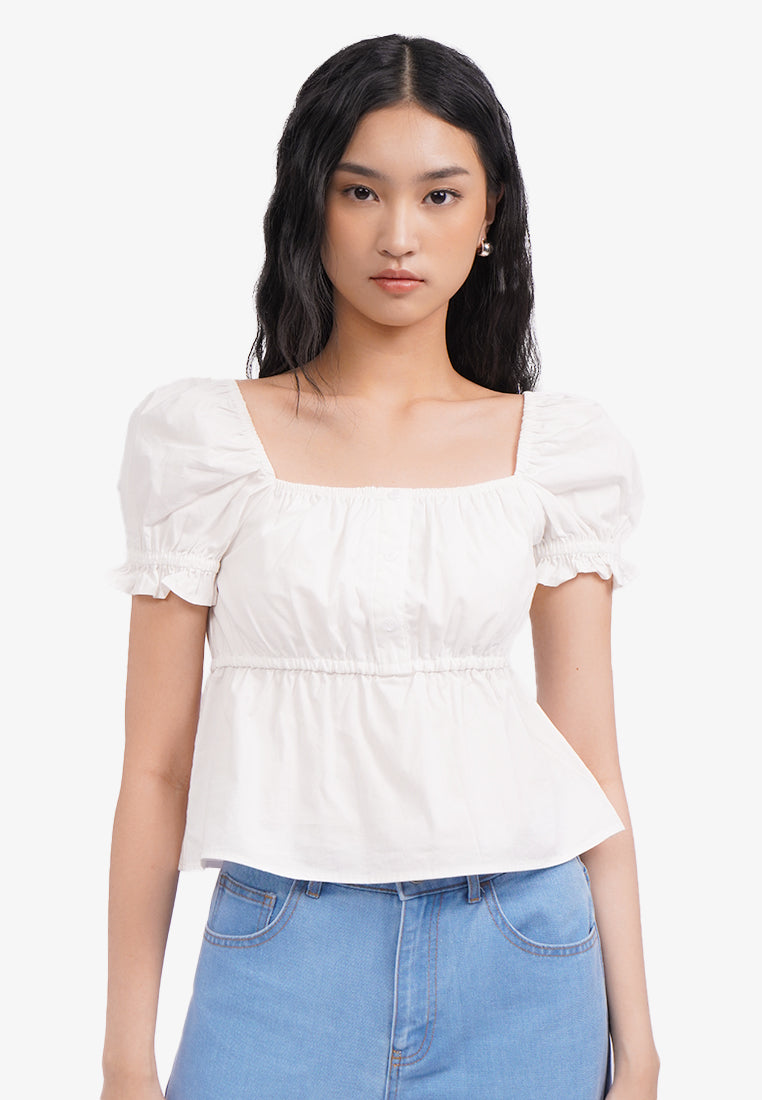 Puff Sleeves Crop Blouse