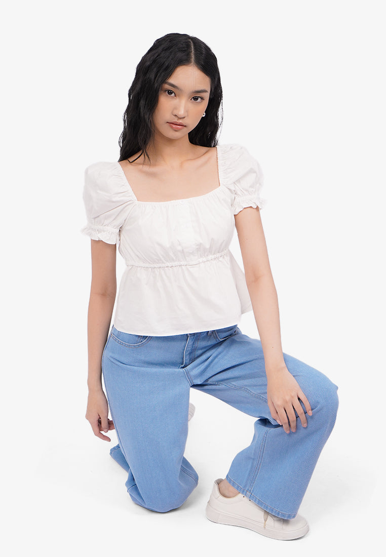 Puff Sleeves Crop Blouse