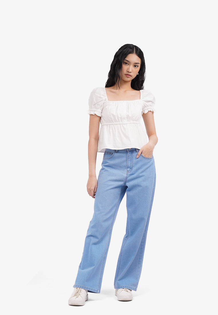 Puff Sleeves Crop Blouse