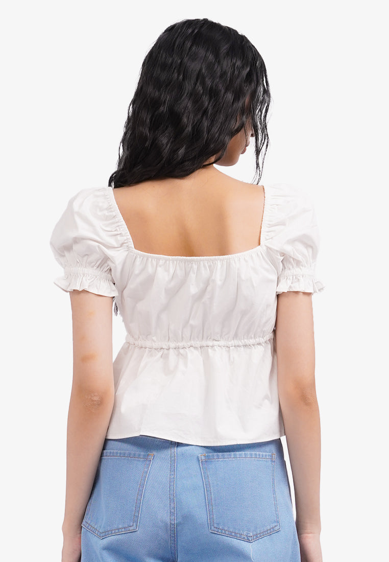 Puff Sleeves Crop Blouse