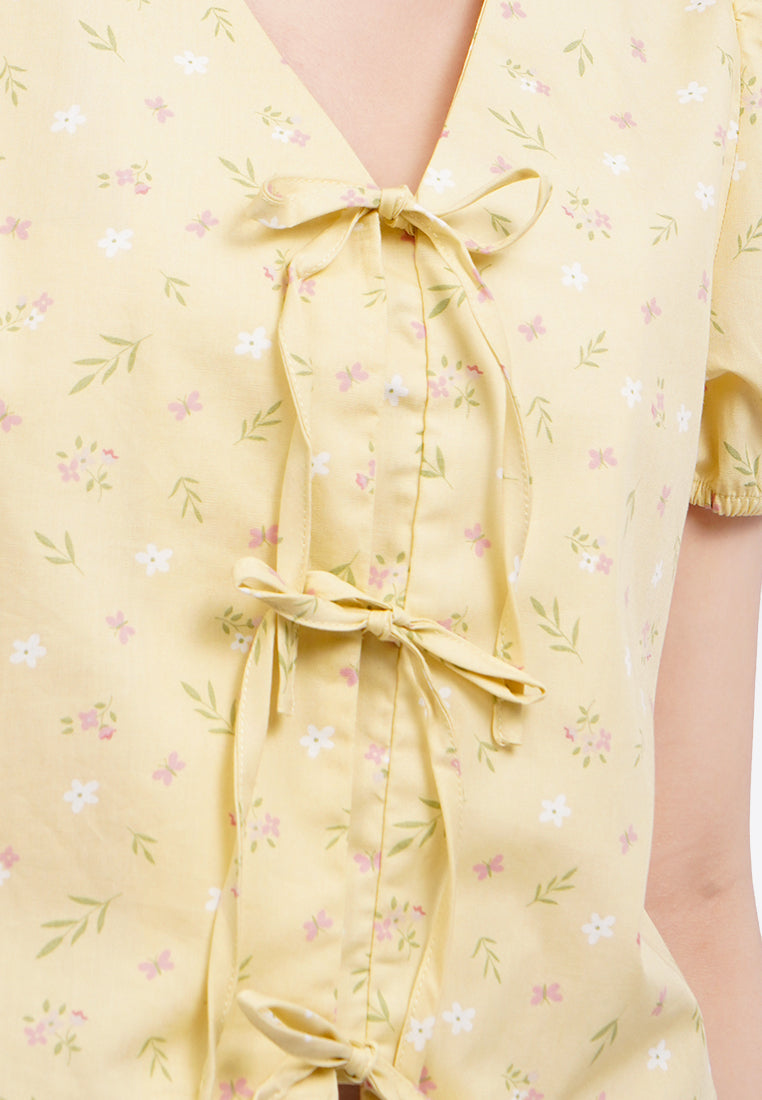 Printed Tie Detail Blouse