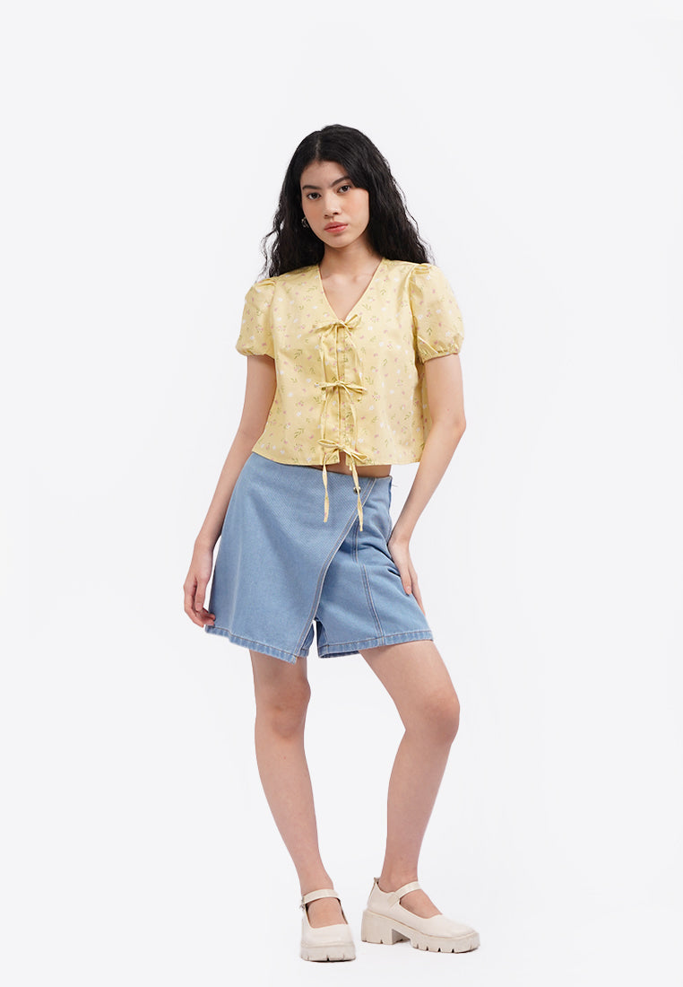 Printed Tie Detail Blouse