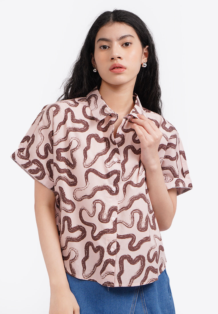 Short Sleeve Printed Shirt L.Pink