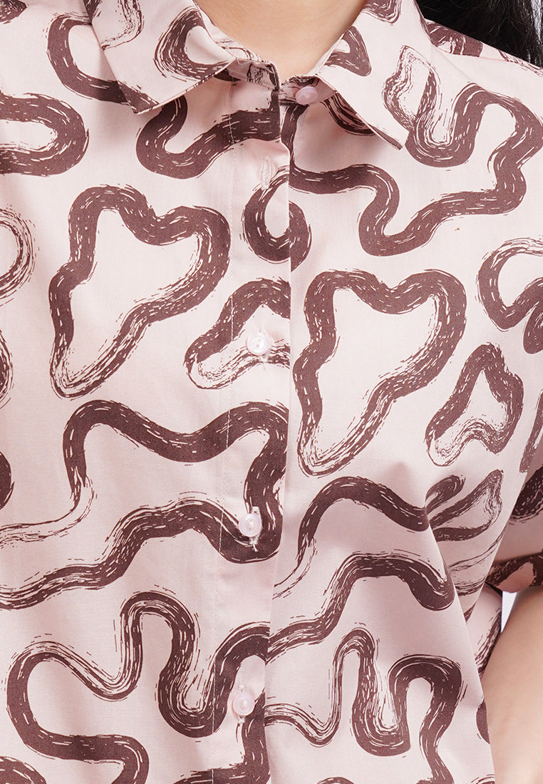 Short Sleeve Printed Shirt L.Pink