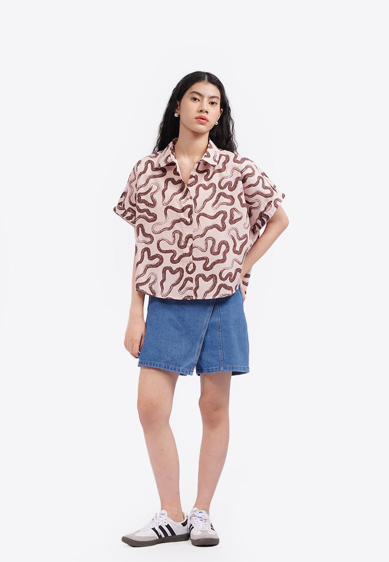 Short Sleeve Printed Shirt L.Pink