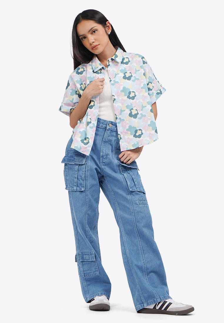 Printed Short Sleeve Blouse