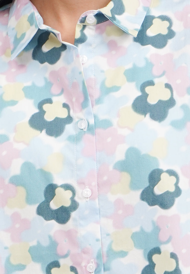 Printed Short Sleeve Blouse