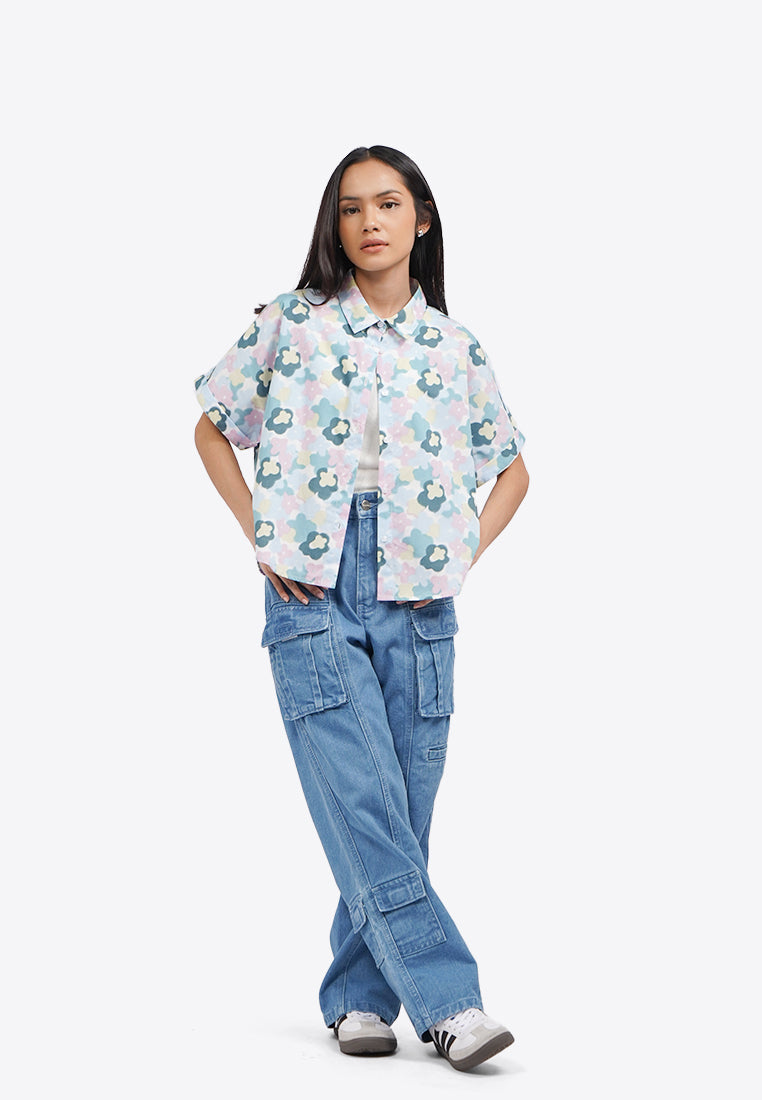 Printed Short Sleeve Blouse