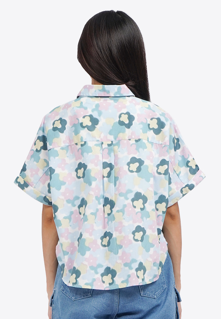 Printed Short Sleeve Blouse