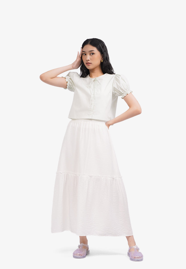 Button Up Puff Sleeves Blouse Tosca