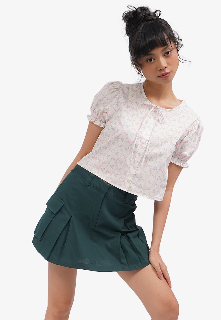 Button Up Puff Sleeves Blouse Off White