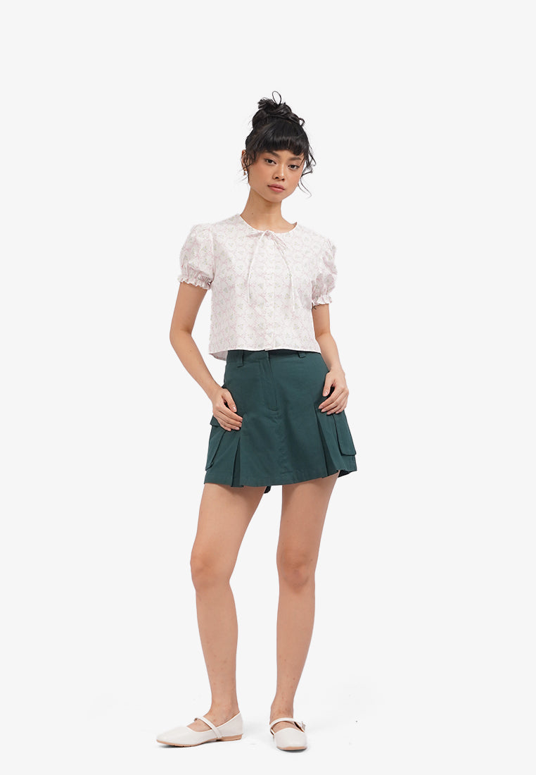 Button Up Puff Sleeves Blouse Off White