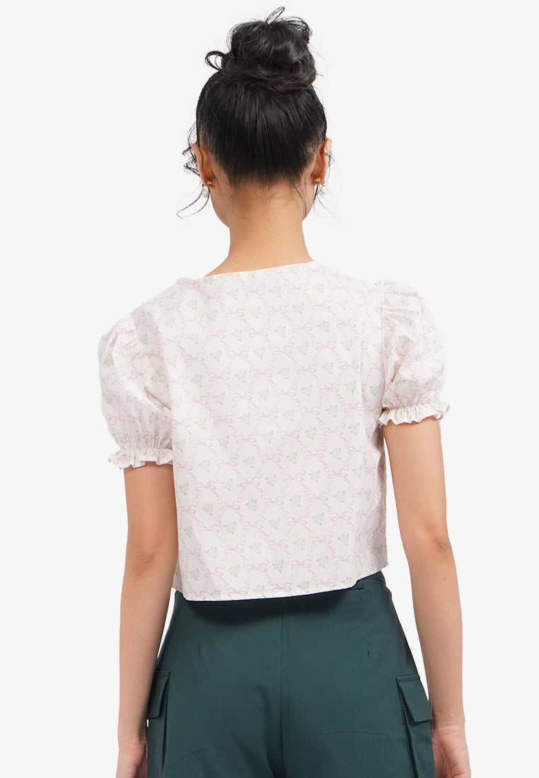 Button Up Puff Sleeves Blouse Off White