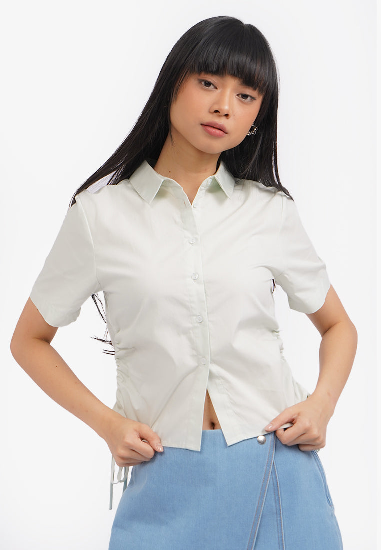Blouse with Side Drawstring Details Tosca