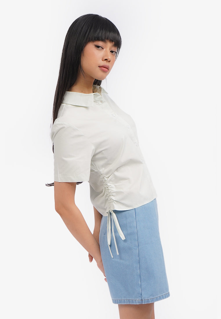 Blouse with Side Drawstring Details Tosca