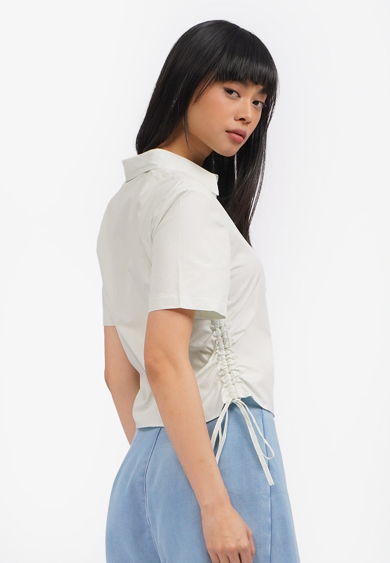 Blouse with Side Drawstring Details Tosca