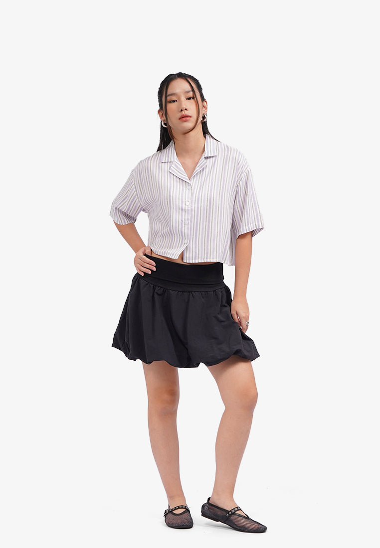 Notch Collar Printed Shirt with Pocket