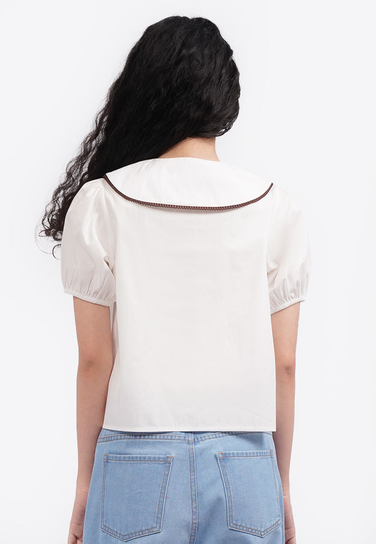Embroidered Collar Shirt Off White