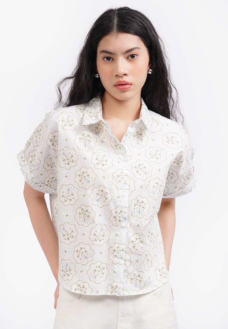 Roll Up Boxy Shirt Off White