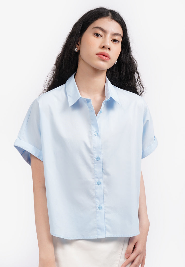Roll Up Boxy Shirt L.Blue