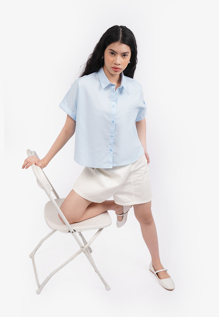 Roll Up Boxy Shirt L.Blue