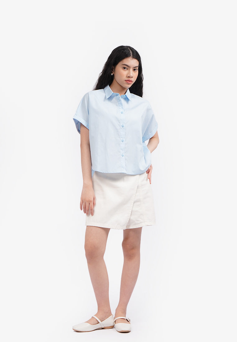 Roll Up Boxy Shirt L.Blue