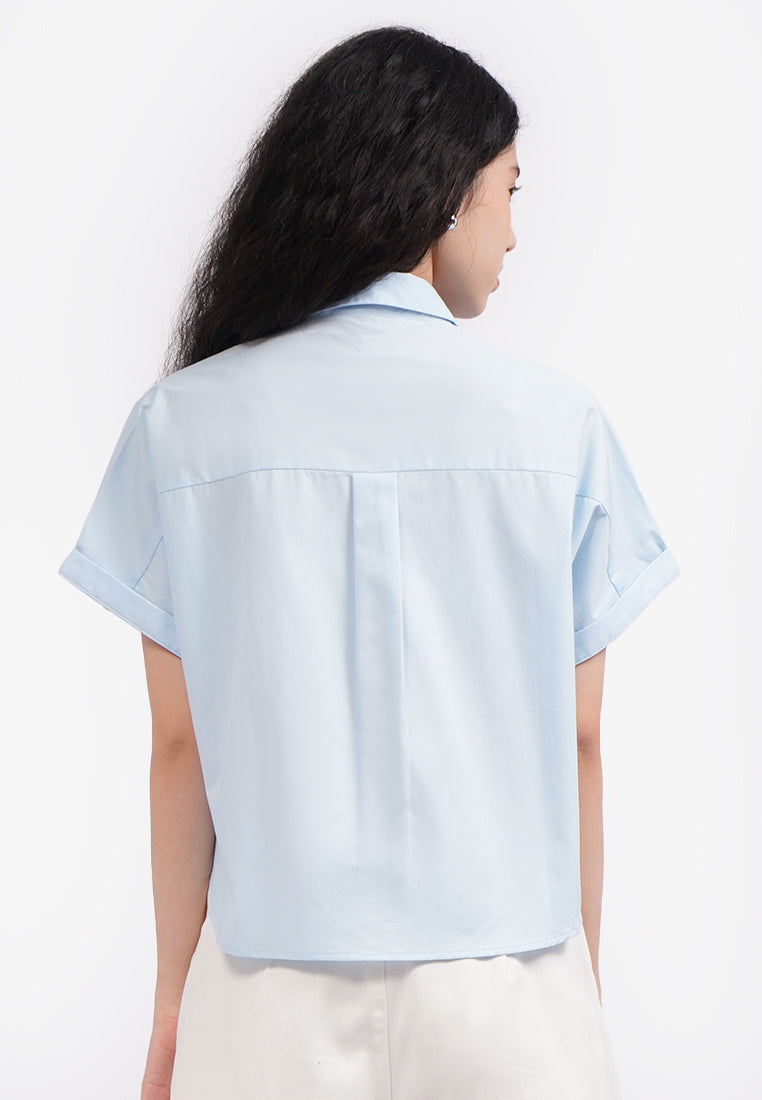 Roll Up Boxy Shirt L.Blue