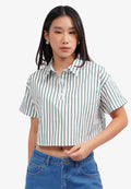 Printed Half Placket Button Up Shirt Off White