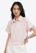 Textured Short Sleeve Blouse