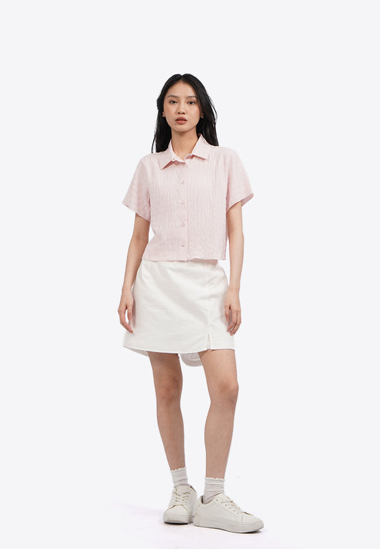 Textured Short Sleeve Blouse