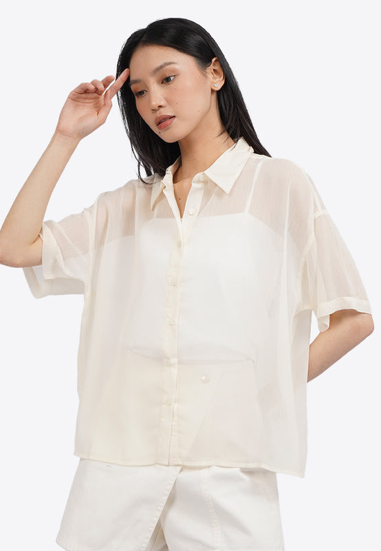 Short Sleeve See Through Blouse